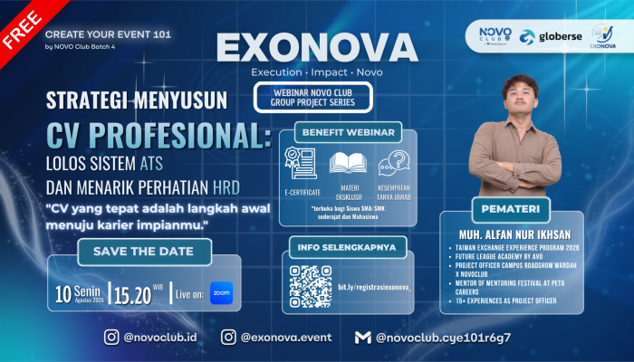 Strategi Menyusun CV Profesional Dibahas dalam Webinar EXONOVA Batch 4